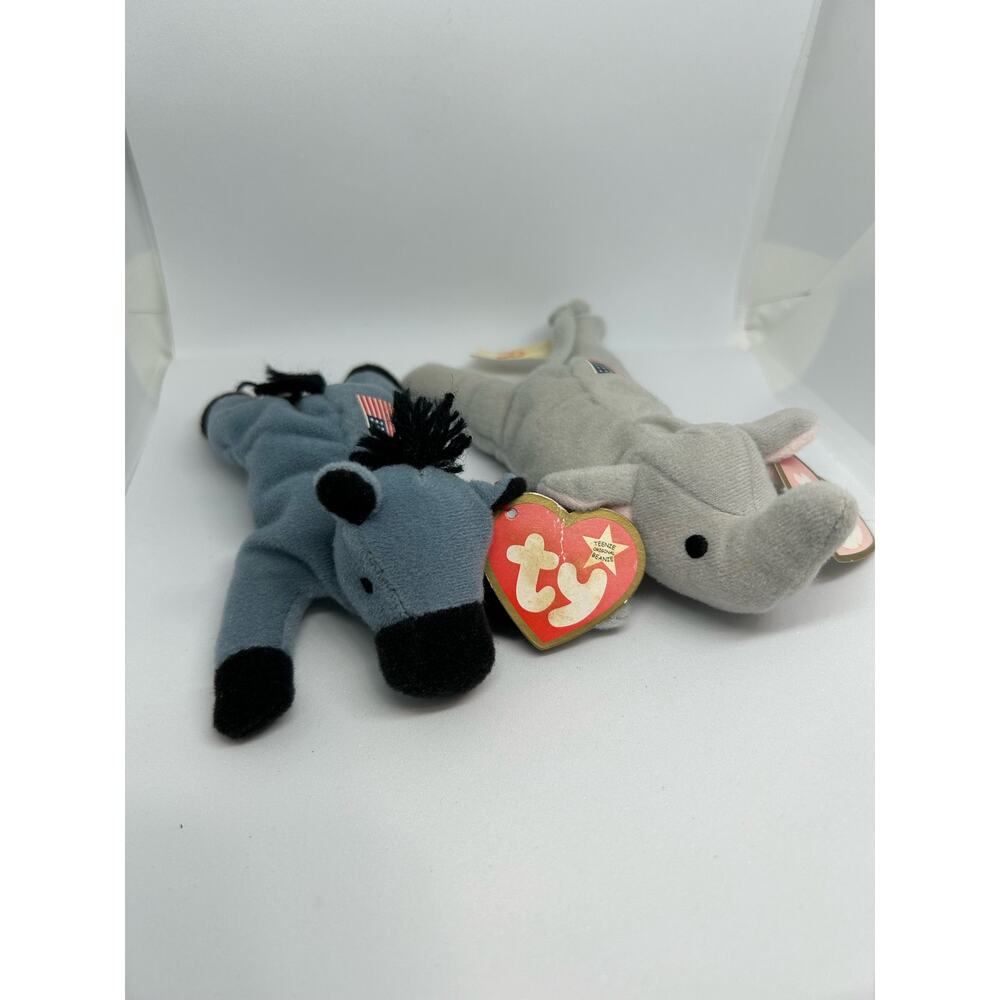 Teenie Beanie Babies Lefty the Donkey & Righty the Elephant 1999 for McDonalds